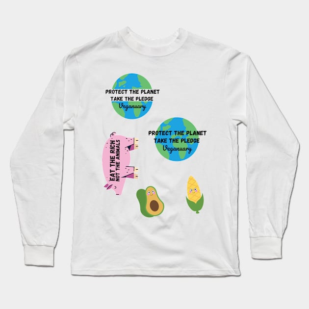 Veganuary Selection Pack Long Sleeve T-Shirt by DesignsBySaxton